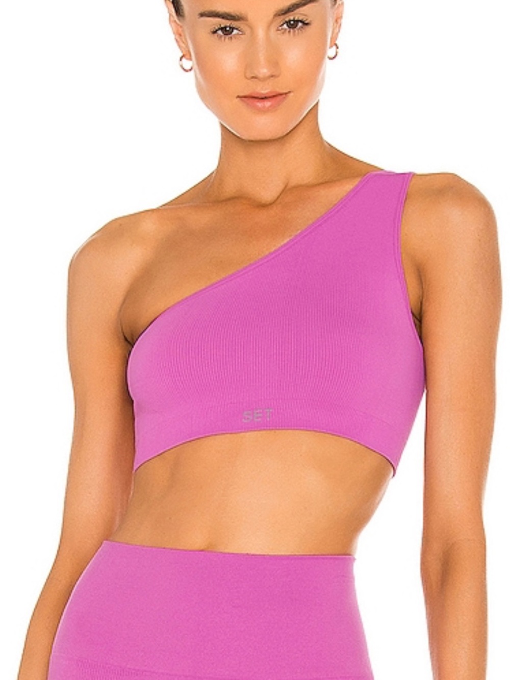 SET ACTIVE one shoulder ribbed bra